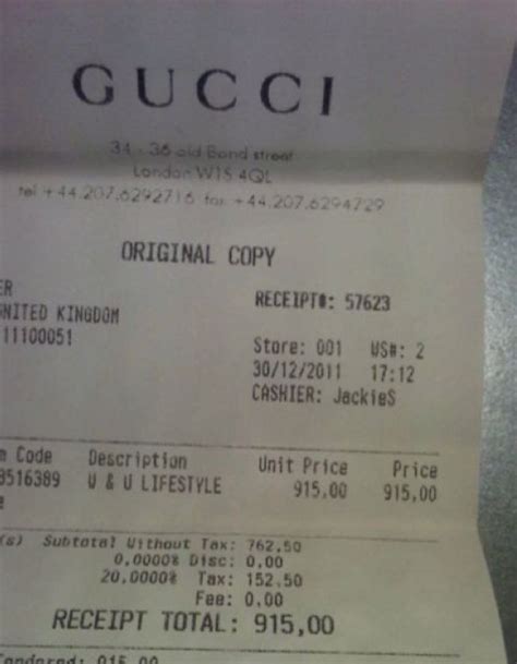 gucci receipt copy and paste